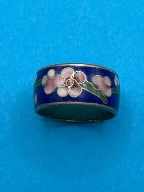 Blue Floral cloisonné Ring